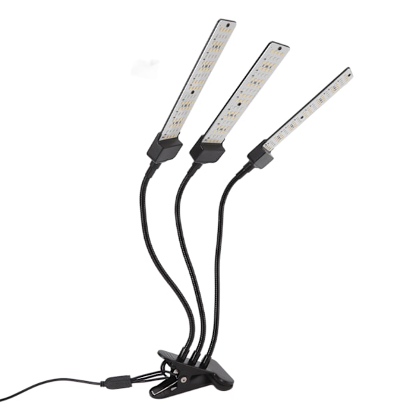 LED-växtlampa klämma designad svanhals fullspektrum tre huvuden med timer för suckulenta växter 100‑240V EU-kontakt