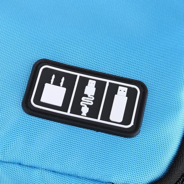 Bærbar Digitalt Tilbehør USB-Kabel Powerbank Øretelefon Reiseoppbevaringsveske Blå