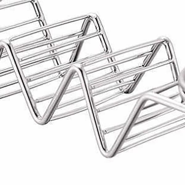Taco Stand Rustfrit Stål 3 Gitter V-formet Blank Taco Holder Stativ til Køkken Hjem med Dobbeltsidede Sovsekopper