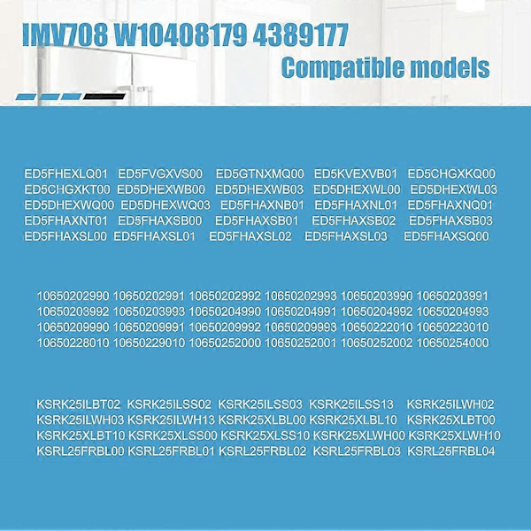 W10408179 2304757 IMV708 Vandindløbsventil til Køleskab til Whirlpool Blå & Hvid37