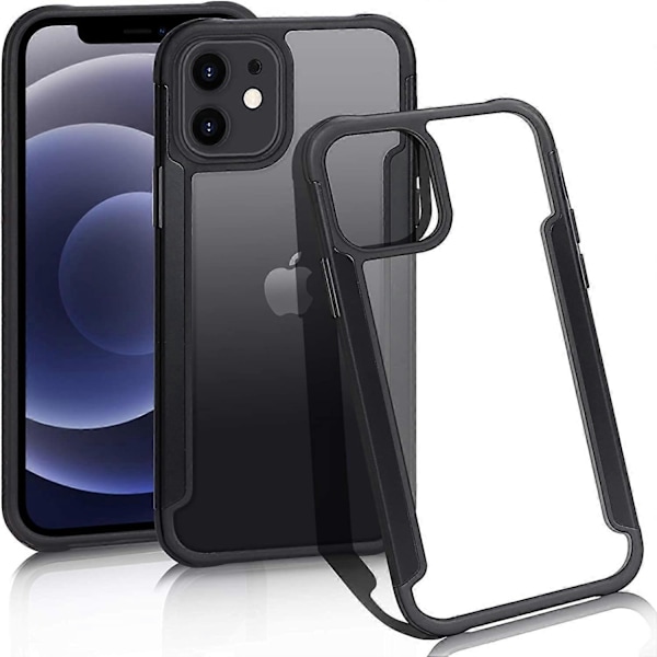 Suunniteltu iPhone 12 -kotelolle, [Erittäin ohut ja kevyt] Kristallinkirkas puhelinkotelo suojaava iskunkestävä kuori iPhone 12 6.1\" mustalle