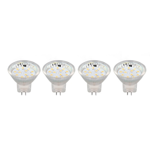 4kpl MR11 12LED-lamppu 2W 300LM spottilamppu Double Pin Base vaaka lamppu Lämmin valkoinen 3000K