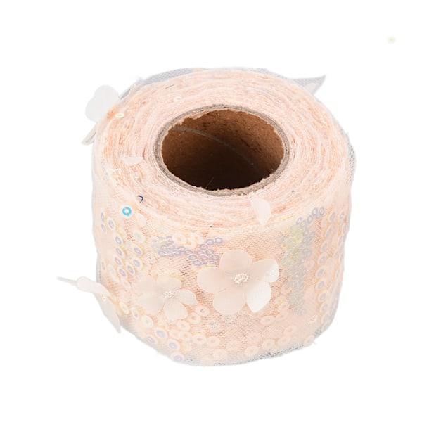 Tulle rulle 10 meter broderet pailletter blomster mesh bånd dekorative håndværk tilbehør beige