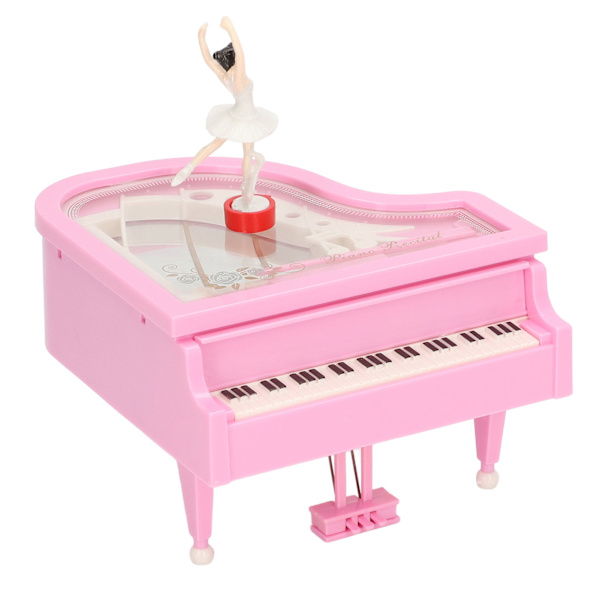 Vaaleanpunainen pianon soittorasia, pieni ballerina-tyttö tanssii, emuloiva pianoforten soittorasia, syntymäpäivälahja tytölle