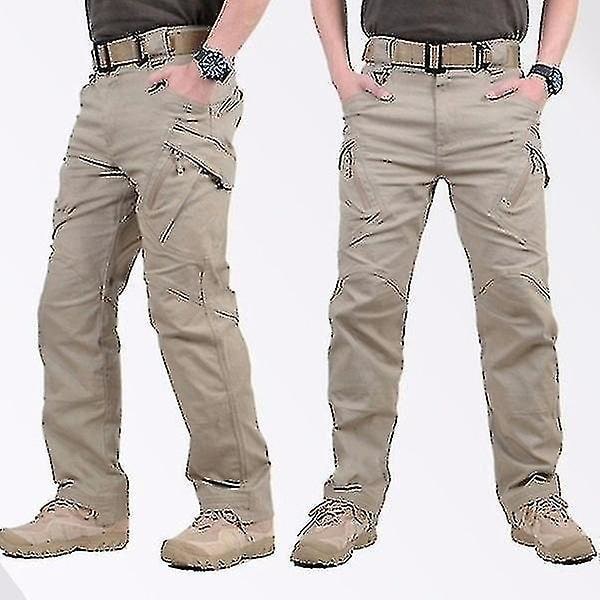 Taktiska Cargo-byxor för män | Utomhussporter Trekkingbyxor | Flerficks Army Overalls | Khaki, Storlek L
