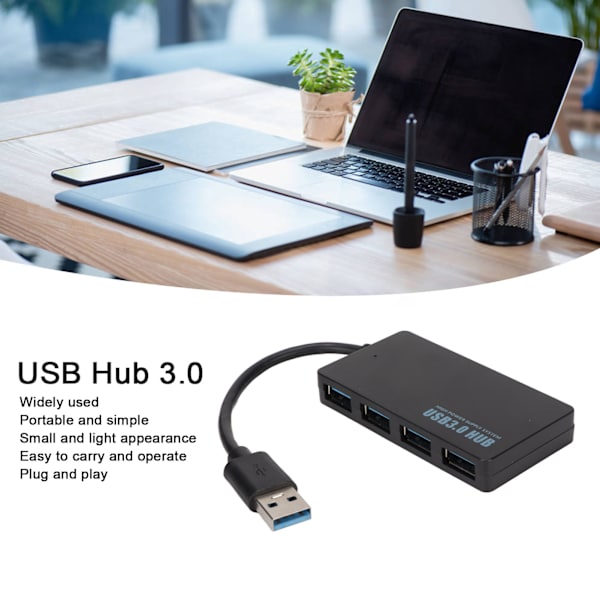 USB Hub 3.0 Ultratunn bärbar 4 portar 5 Gbps Höghastighets stabil dataöverföring dockningsnav