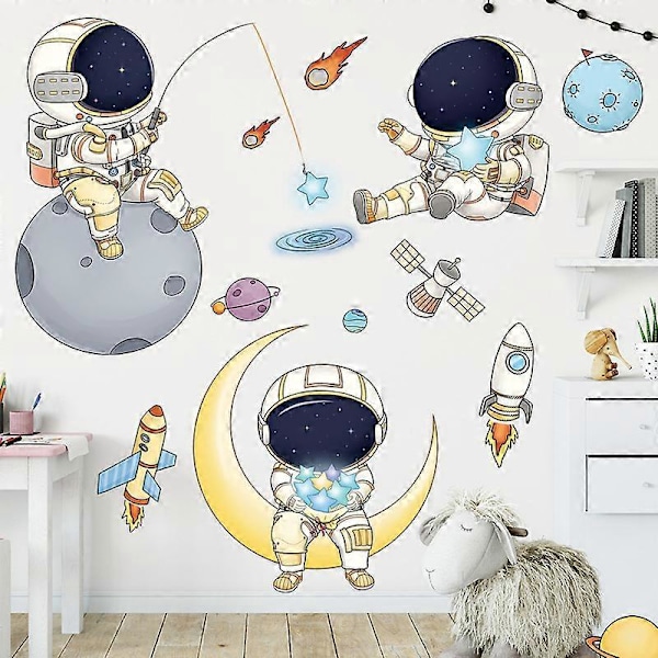 En uppsättning Astronaut Väggdekaler Väggdekor för vardagsrum Sovrum kök kontor
