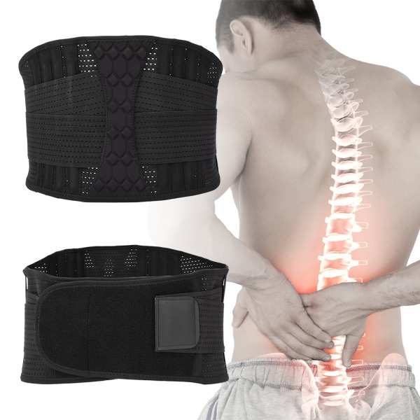 Pustende nylon korsrygg nedre rygg Midjebeskyttelse Beltestøtte for Sports Pain ReliefXL svart