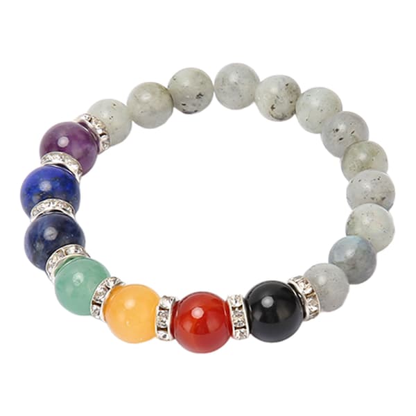 Chakra armbånd elastisk snor stresslindring afslappende tæt forbundet perlearmbånd til meditation fest healing grå