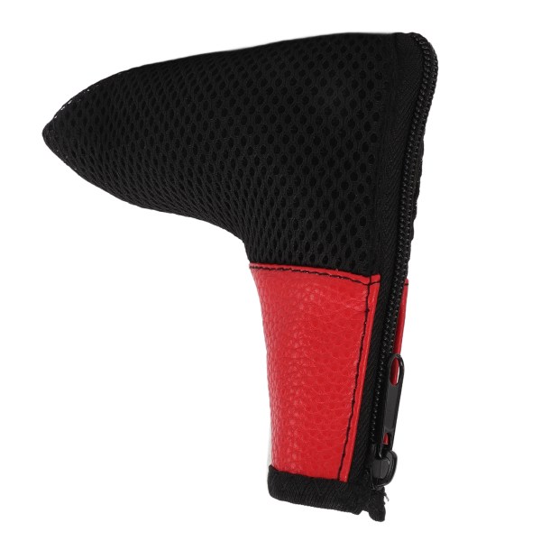 L-formet mesh golfhodedeksel Golfkølleputter Headcover beskytterveske med glidelåslukking Rød