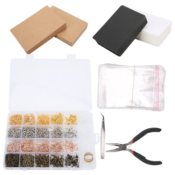 3663 st DIY örhänge gör kit tillbehör display kort krokar delade ringar stift med förvaringsväskor