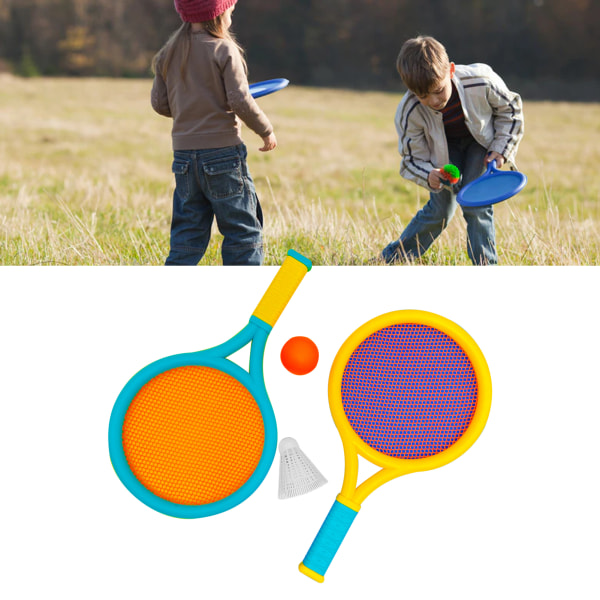Badmintonracket för barn Halkbeständig Slitstark elastisk bärbar set för barn 2 racketar 2 bollar Blå Gul