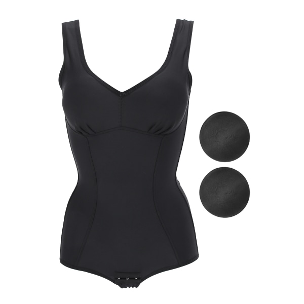 Kvinder taljetræner Mavekontrol-bodysuit slankende kropsform med bh (sort) XL
