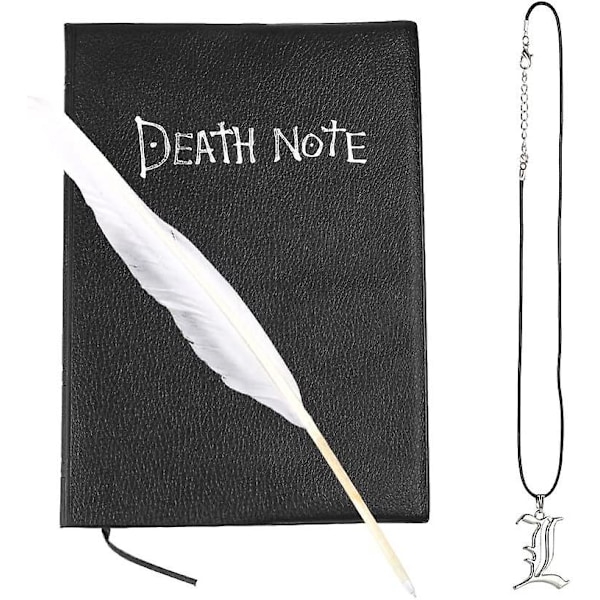 Anime Death Note notesbog med halskæde og fjerpen - Skolekontorartikler Gave, 21x