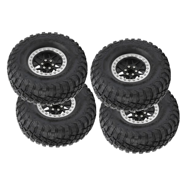 4 stk 1/10 gummi fjernkontrollbil navsett for Traxxas Trx4/HSP/Tamiya Axial SCX10 D90 sølv