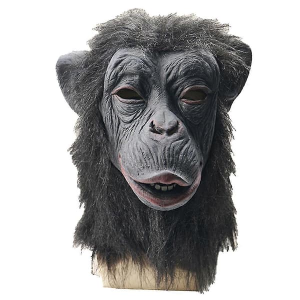 Halloween Ape Cosplay Maske Full Dekning Latex Hodeplagg for Voksen Grå