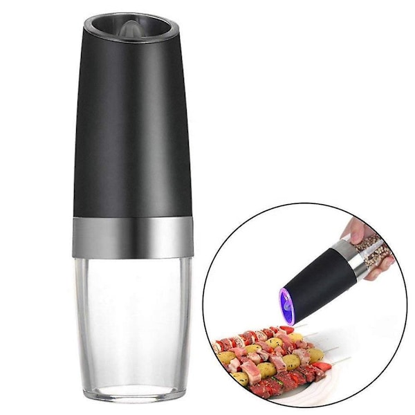 Elektrisk Pepper- og Saltkvernsett med Blått LED-lys, Automatisk Kvern, Justerbar Grovhet