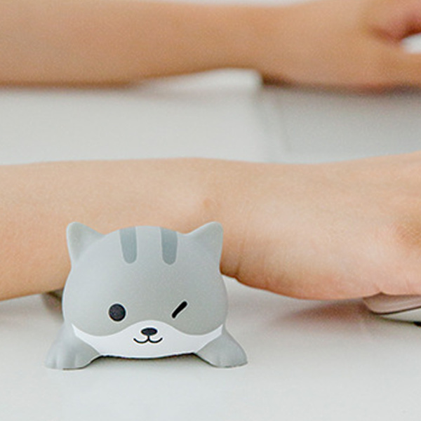 Cartoon Animal Style tastatur håndledsstøtte - Blød og behagelig grå kat håndledspude til hjemmet, spil og kontor