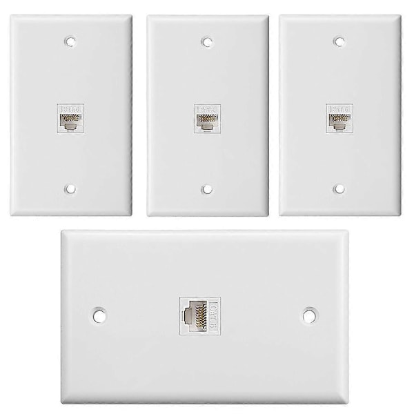 4-pakkaus 1-porttinen Ethernet-seinälevy, liitinseinälevy RJ45:llä