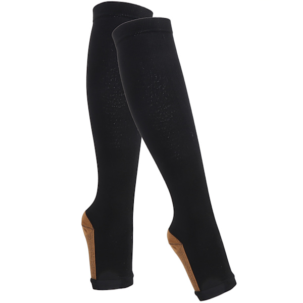 2st mellanrörsformande ven Sportelasticitet Kompressionsstrumpor med dragkedja Vadbantning (dragkedja strumpor (svart kopparbotten) L/XL)