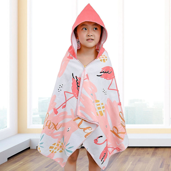 Flamingo Kids Hooded Beach Handduk - Snabbtorkande Toddler Pool Handduk