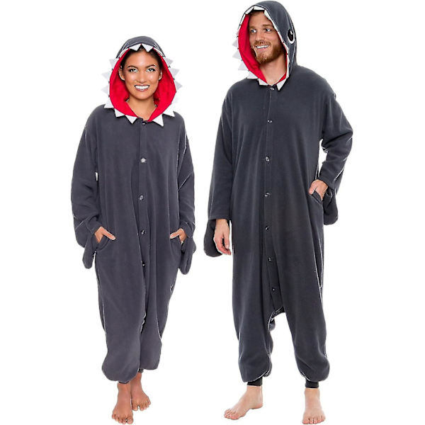 Funziez Vuxen Djur och Havsvarelse Plysch Cosplay Dräkt - Perfekt för Halloween! X-Large Grå Haj