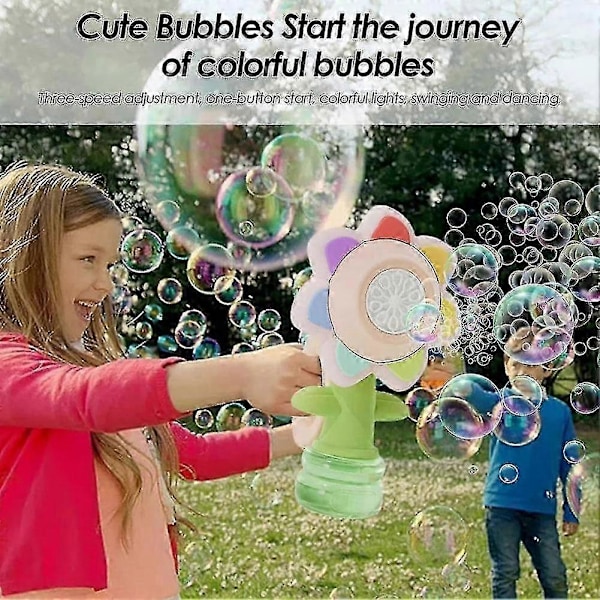 Solros Bubbelmaskin med Ljus, Elektrisk Automatisk Bubbelmaskin Gul