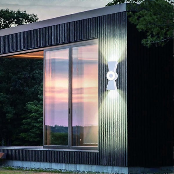 12W LED Vägglampor Inomhus Utomhus Modern Vägglampa IP66 Vattentät LED Upp och Ner Vägglampetter - Varmvitt Ljus (Vit)_SZXM