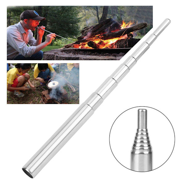 Sammenleggbar brannbelg i rustfritt stål - 4 stk Sett for camping og matlaging