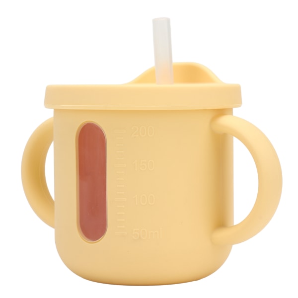 Silikone Sippy Kopper Dobbelt Håndtag Letvægts Toddler Træningskop med Tæt Lækagesikker Dæksel til Hjem Rejser Gul
