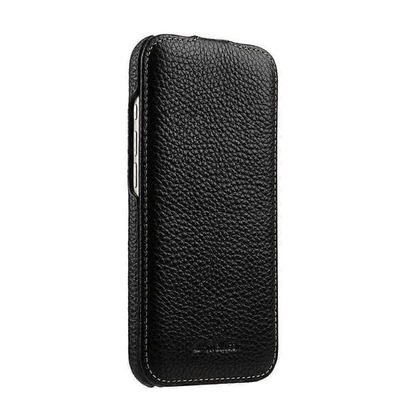 MELKCO Compatible with iPhone 17 Air Case Compatible with MagSafe Vertical Flip Genuine Cowhide + PC Phone Case