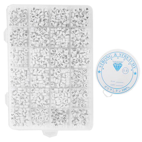 1850 stk 4x7 mm runde akrylperler Bogstavnummer Hjerteperler til smykkefremstilling tidlig uddannelse