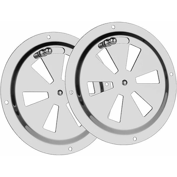 2 stk. Rund Ventilationsrist, 125 mm Rustfrit Stål Rund Ventilationsrist Ventilationskanal Myggenet Udstødningsrist Indtag Luft Udstødning Luft Ventilation Justerbar