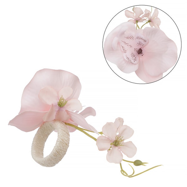 Romantisk rosa Phalaenopsis serviettringer - 3-delt simulert blomst