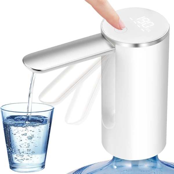 Typ-C Laddningsbar Automatisk Vattenpump för 1-5 Gallonsflaskor, Lågbrus Bärbar Vattendispenser