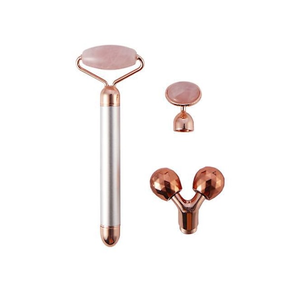 Elektrisk Rose Quartz 3-i-1 Ansigtsrulle & Ansigtsmassager