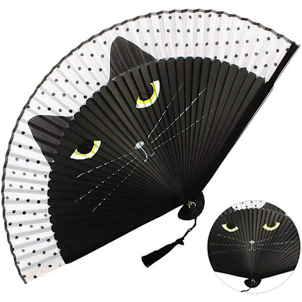 Sort Katte Foldbar Fan - Perfekt til Bryllupper, Fester og Vægdækning!