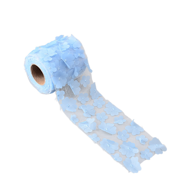 Blommor Tulle Rullar 8cm 10yd Utsökt Ljus Vacker DIY Flexibel Bred Applikation Tulle Rulle Spole TygLjusblå