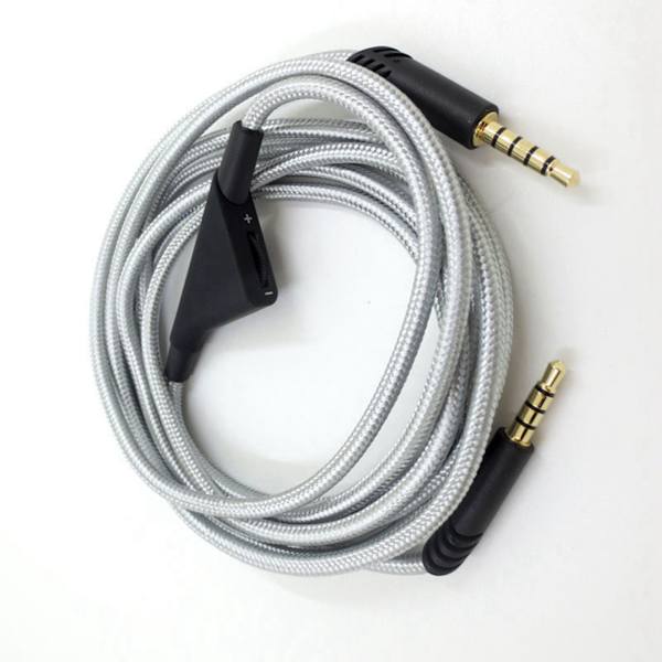 Hodetelefonkabel med volumkontroll Justerbar gaminghodesettkabel med tuningutstyr for Astro A10 A40 A30 6,6 fot sølv