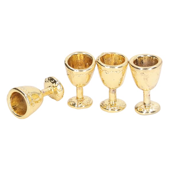 4 st Mini Champagneglas Simulation Miniatyr Champagneglas för 1:12 Dockhus Gyllene