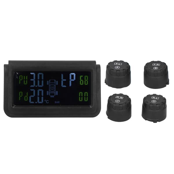 Solcellsdrivet däcktrycksövervakningssystem Display Ljudvarning TPMS med 4 sensorer