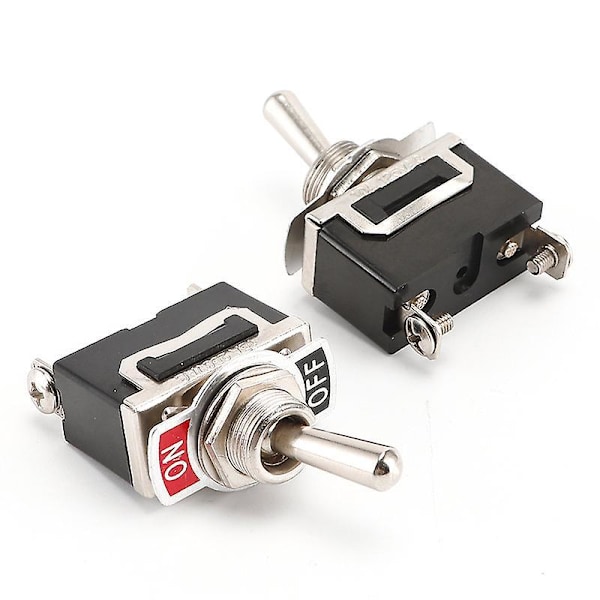 AC220V 20V PÅ/AV 2 Lägen 2 Stift Vippströmbrytare, för Bilinstrumentbräda (6-pack, Svart)
