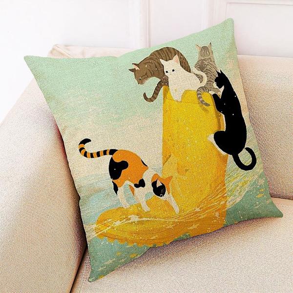 4 stk Kattepudebetræk i linned, 45x45cm, Sovesofa Decor Pudebetræk til sommerhus