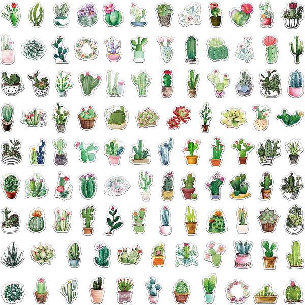 Cactus Plant Stickers Set 100 stycken Vattentäta vinyldekaler för vattenflaskor Bärbara datorer DIY Scrapbooking Presenter Bagage