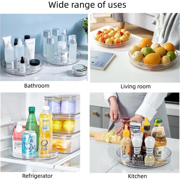 Lazy Susan køkkenskab drejeskive krydderihylde - Frugt, snack og salat opbevaringsbakke - Skab, spisekammer, badeværelse, bord, kosmetisk arrangør