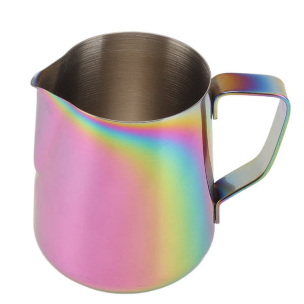 Melkeskummer i rustfritt stål, melkekanne, melkeskummer for melketebutikk, kafé, 550 ml, syv farger