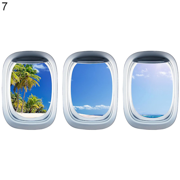 Flygplansfönsterdekal Set - 3 st 3D Självhäftande Utsikt Landskap Väggdekor Klistermärken7