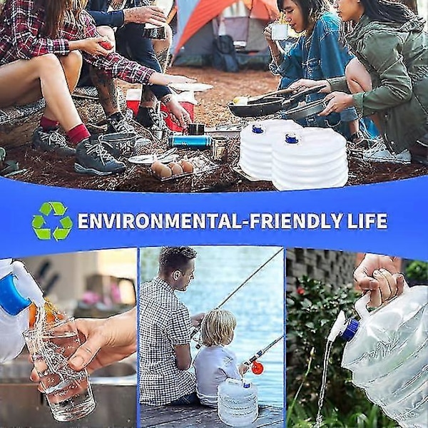 Hopfällbar Vattenbehållare 10l, Camping Vattenbehållare Med Kran, bärbar Vikbar Vattendunk för Grillning, Picknick och Camping, Vandring (1st, vit) -C