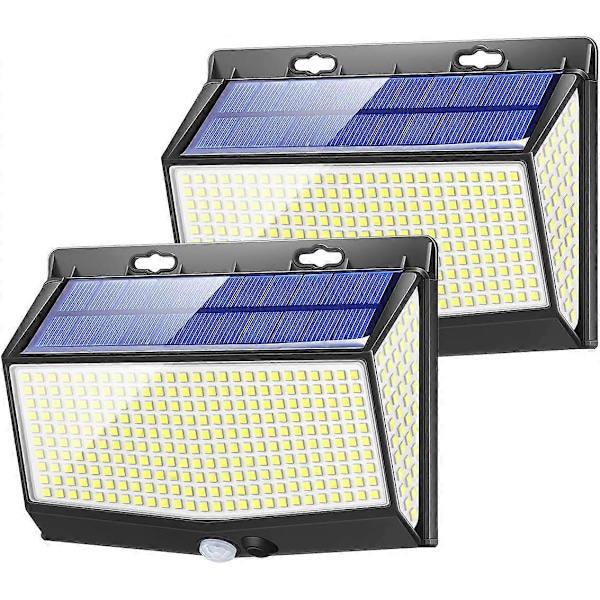 Dww-2PCS Solarlampa Utomhus, [468 LED 2000 Lumen 2-pack] Solarlampa Utomhus, Utomhusbelysning Solcellsdriven med Rörelsedetektor, LED-spotlight
