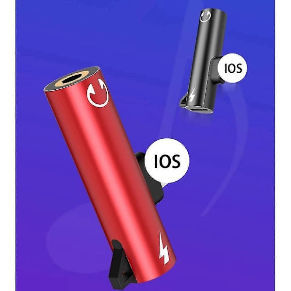 Lightning - 3,5 mm:n kuulokeliitäntä Audio Latausadapteri Muunnin iPhonelle - DGJR punainen